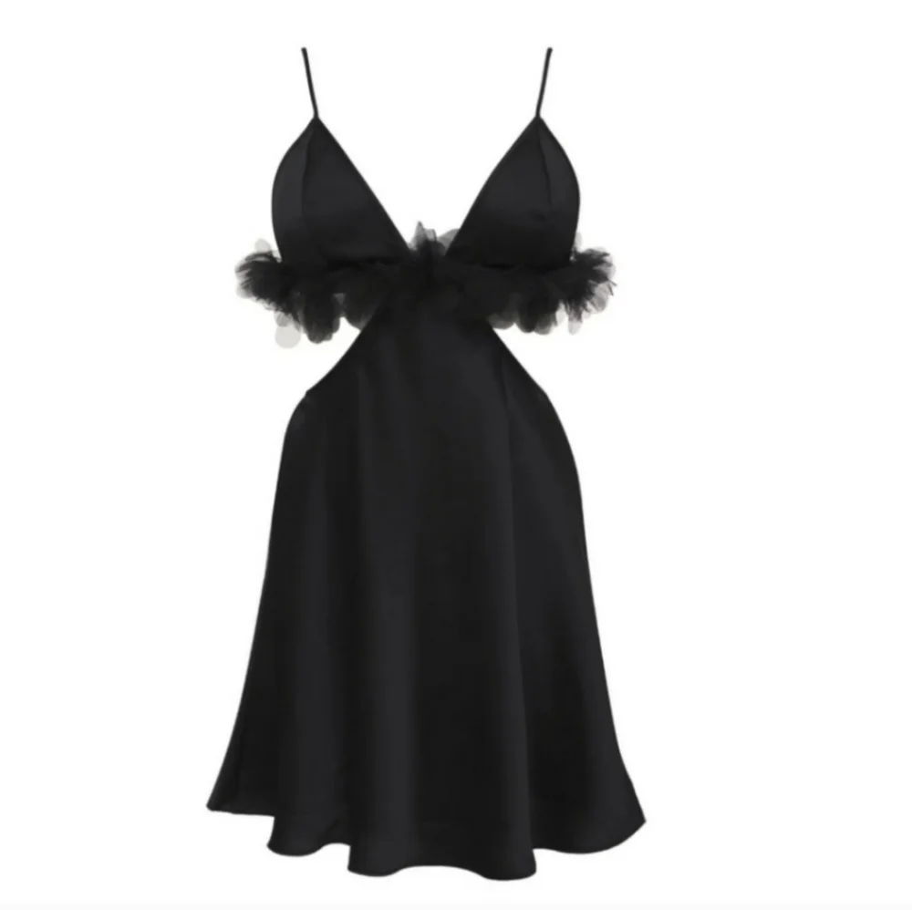 New!For Love And Lemons Satin Cutout Tulle‎ Trim Slip Dress
